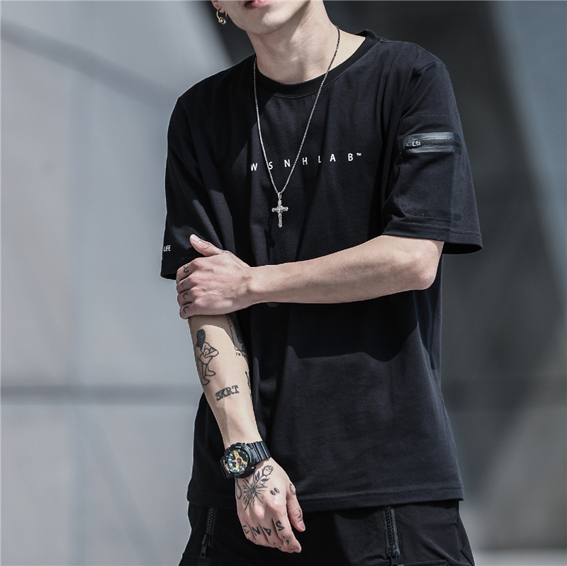 夏季拉鍊工裝短袖T