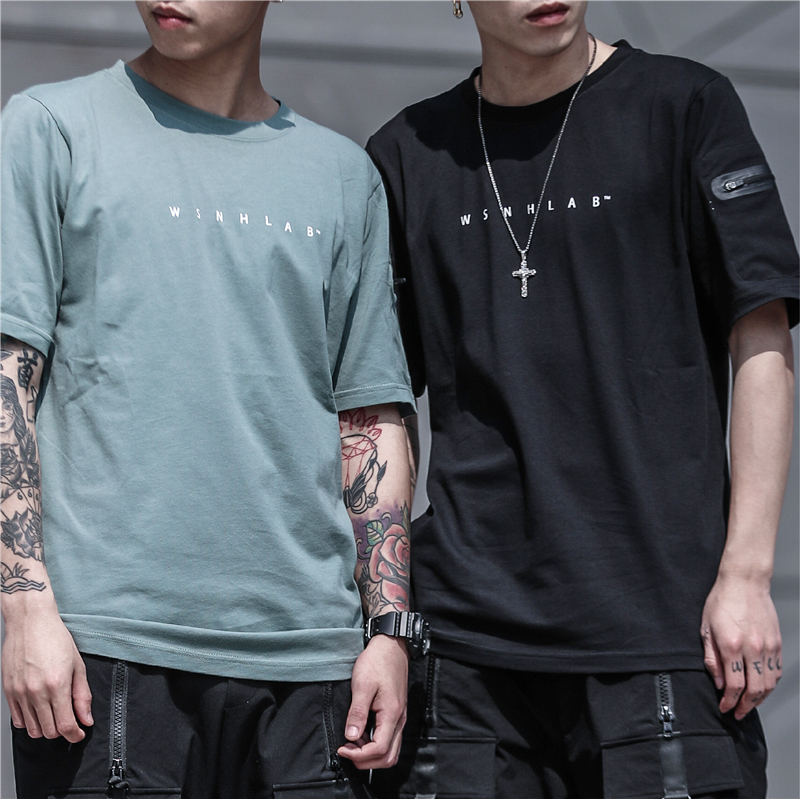 夏季拉鍊工裝短袖T