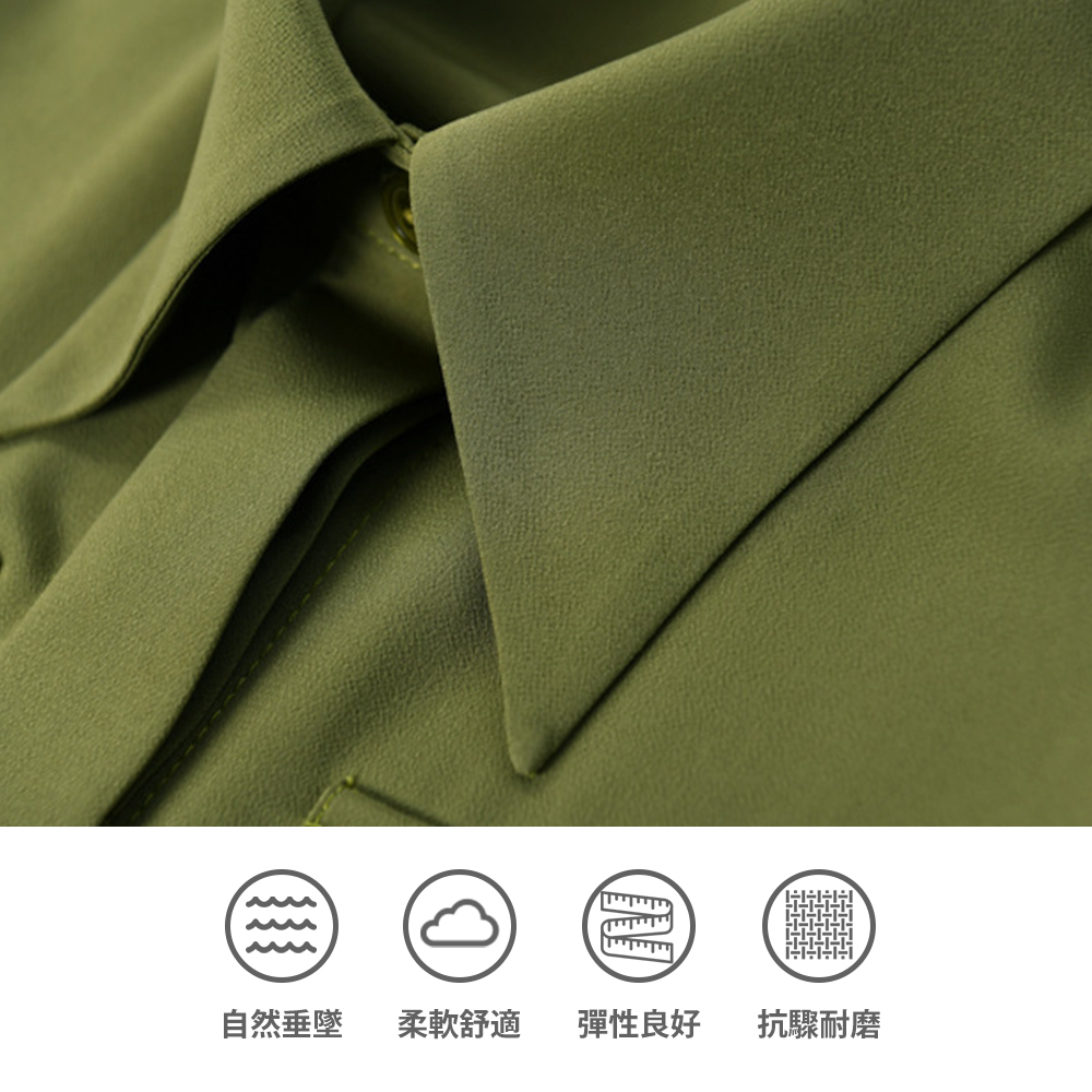 DEER.W 翻領腰帶襯衫短袖洋裝 平拍細節