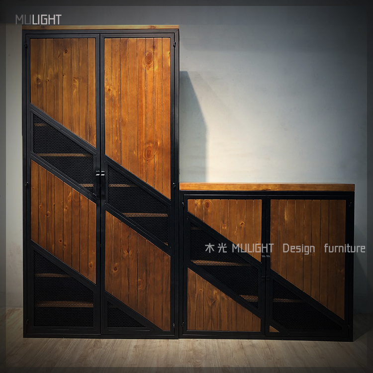 Adela幾何實木鐵網鞋櫃|可訂製