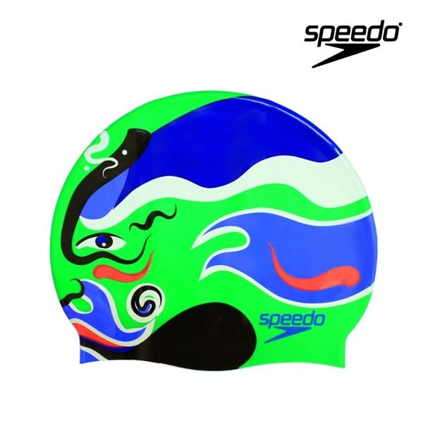 ≡Speedo≡ SLOGAN PRINT CAP 成人矽膠泳帽 SD808385A646B