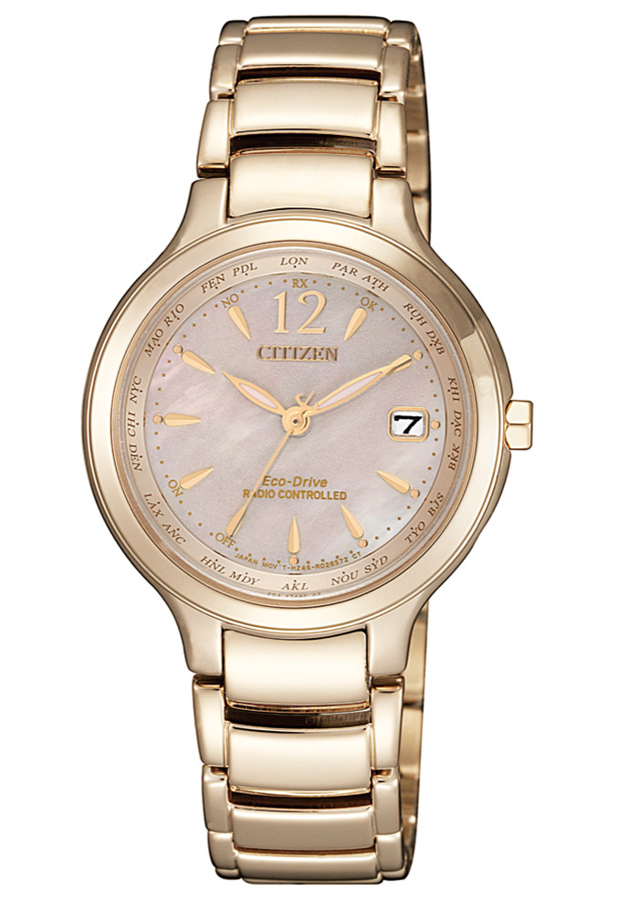 萬年鐘錶 - Citizen 光動能電波女錶   EC1173-87Y  錶徑28.5MM