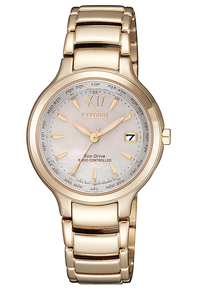 萬年鐘錶 - Citizen 光動能電波女錶   EC1173-87D  錶徑28.5MM