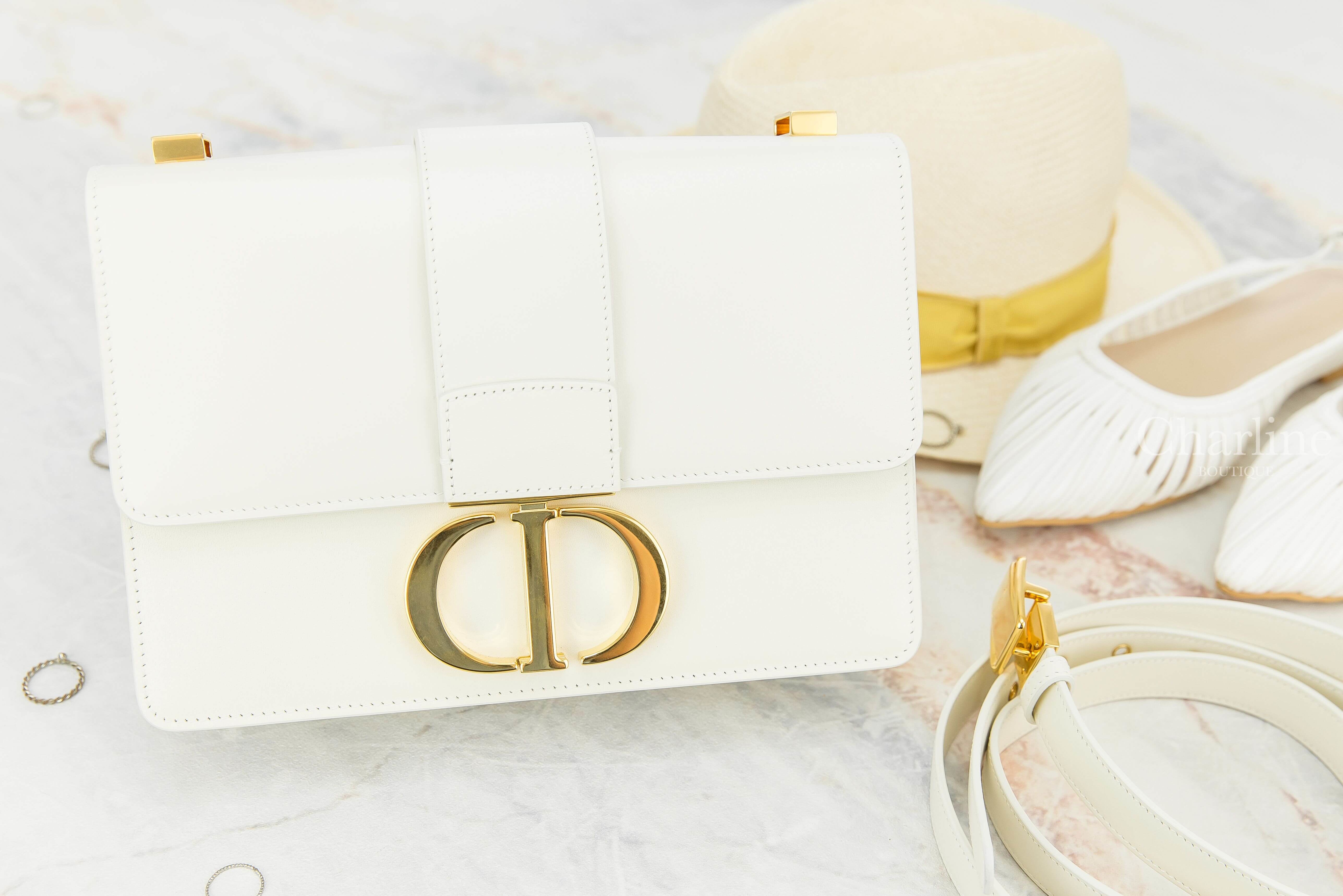 Dior 30 Montaigne Calfskin Bag 白色金釦蒙田小牛皮肩背包