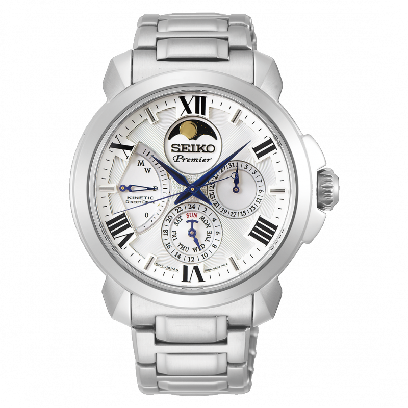 萬年鐘錶 - SEIKO Premier 人動電能月相男錶  SRX015J1  /   5D88-0AH0S  錶徑42.5MM