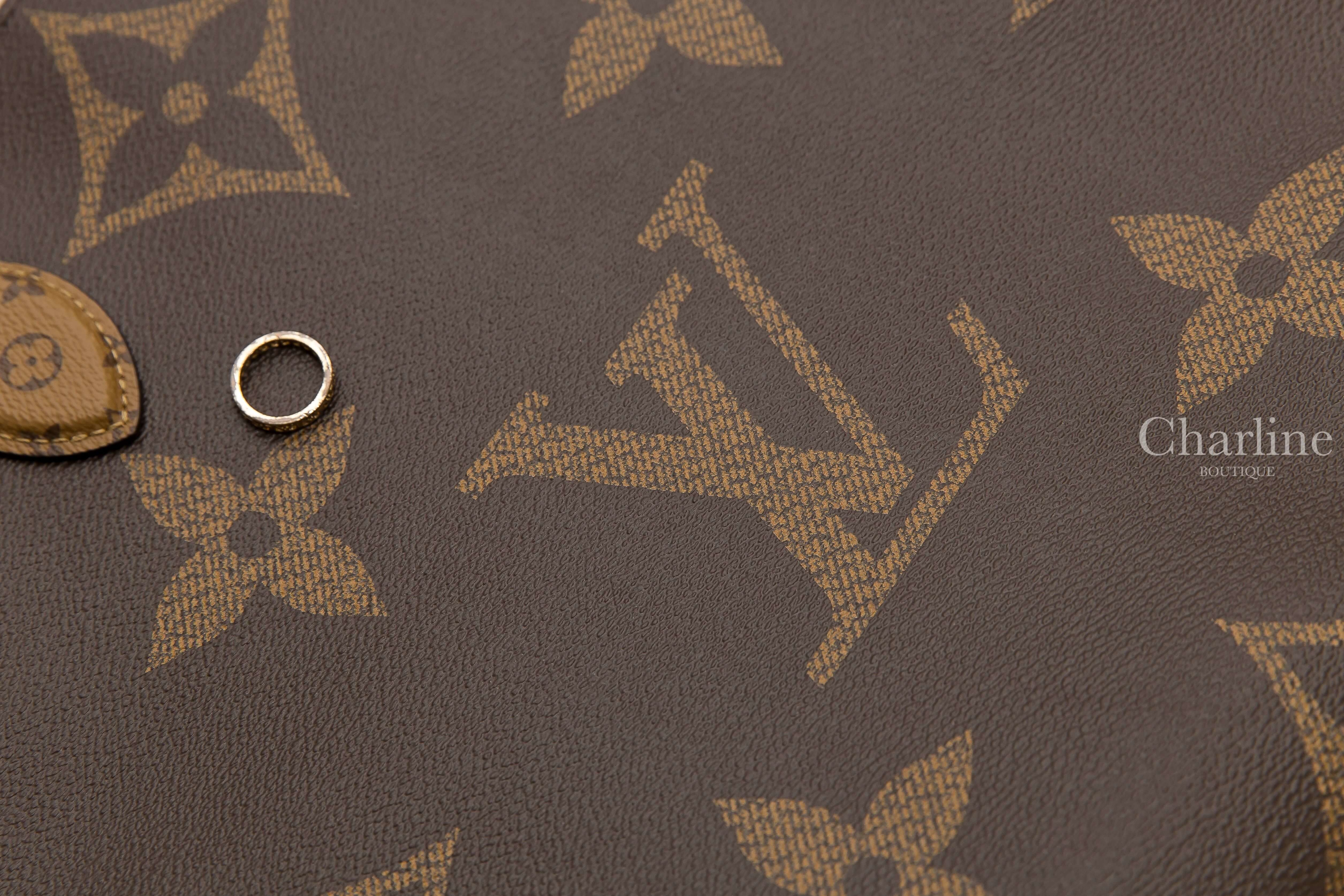 Louis Vuitton Onthego 雙色咖啡老花拼紅色內裡大LOGO托特包