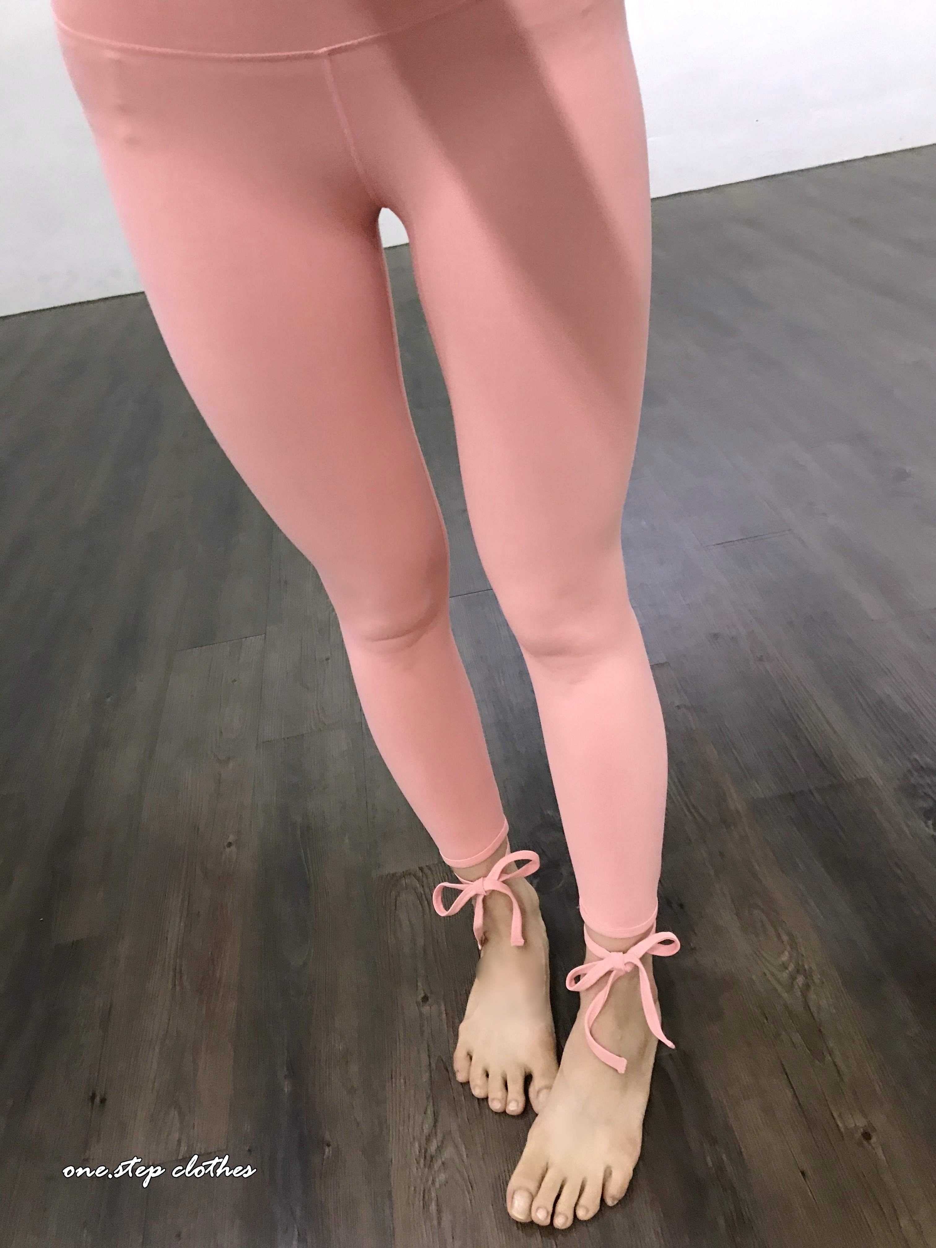 運動系列-蝴蝶結設計彈性瑜珈褲(蜜桃橘粉)