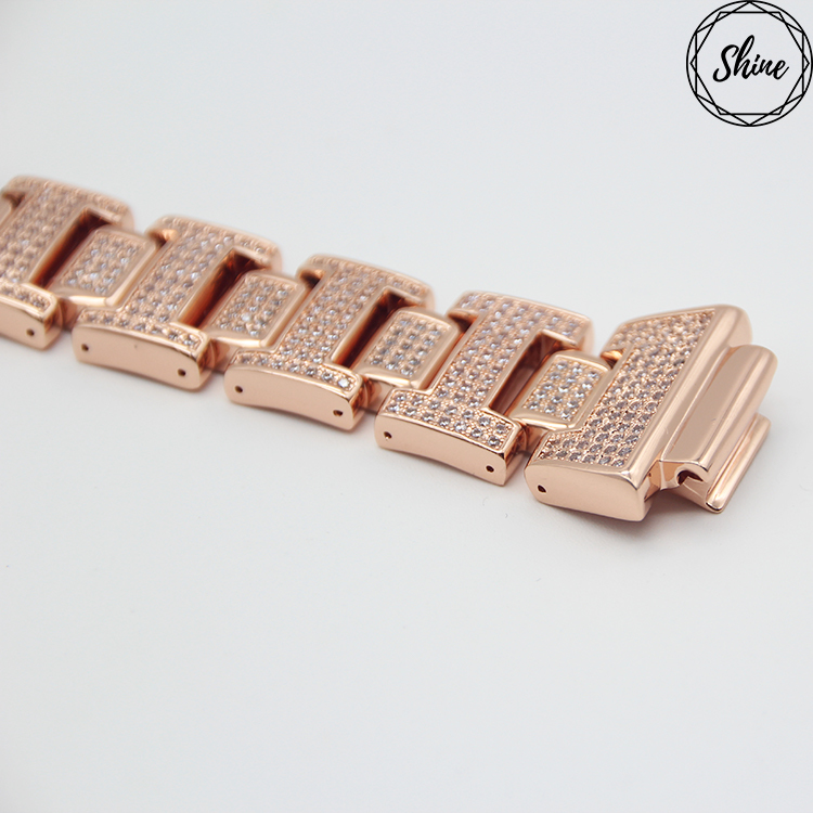 客製 GA-110 / DW-5600 / DW-6900 方塊玫瑰金X白閃石金屬錶帶