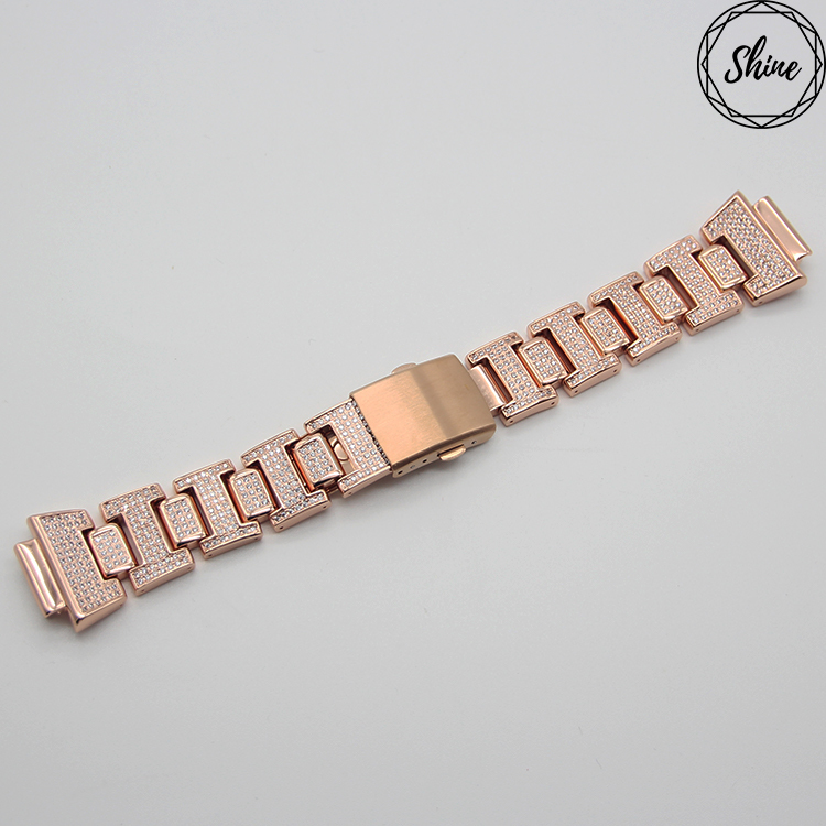 客製 GA-110 / DW-5600 / DW-6900 方塊玫瑰金X白閃石金屬錶帶