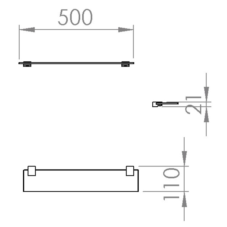 Capannoli "Swing" SW104-VS33 500mm Glass Shelf *Display Item*