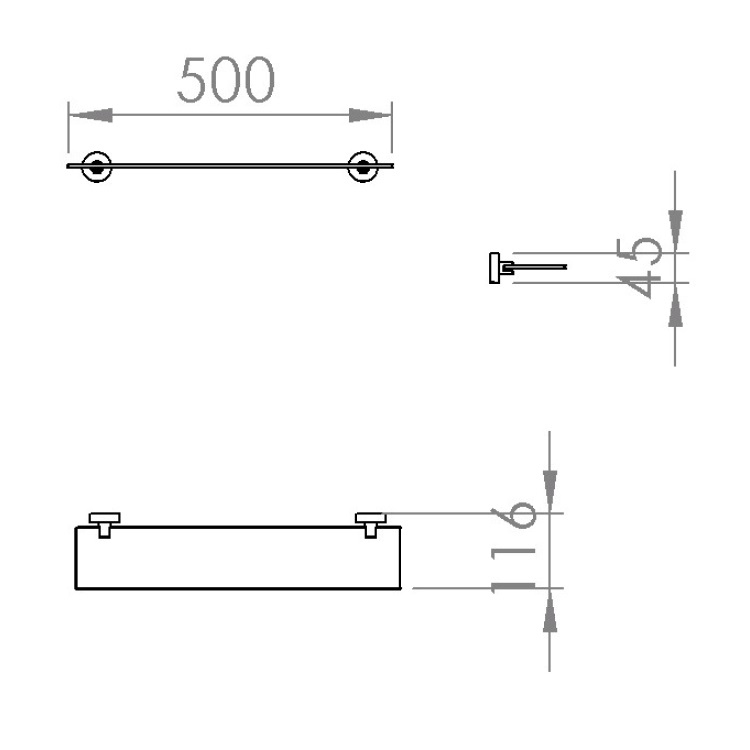 Capannoli "Pratica" PR104-VS33 500mm Glass Shelf