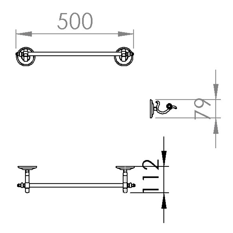 Capannoli "CLASSE" CS150-88 500mm Towel Holder