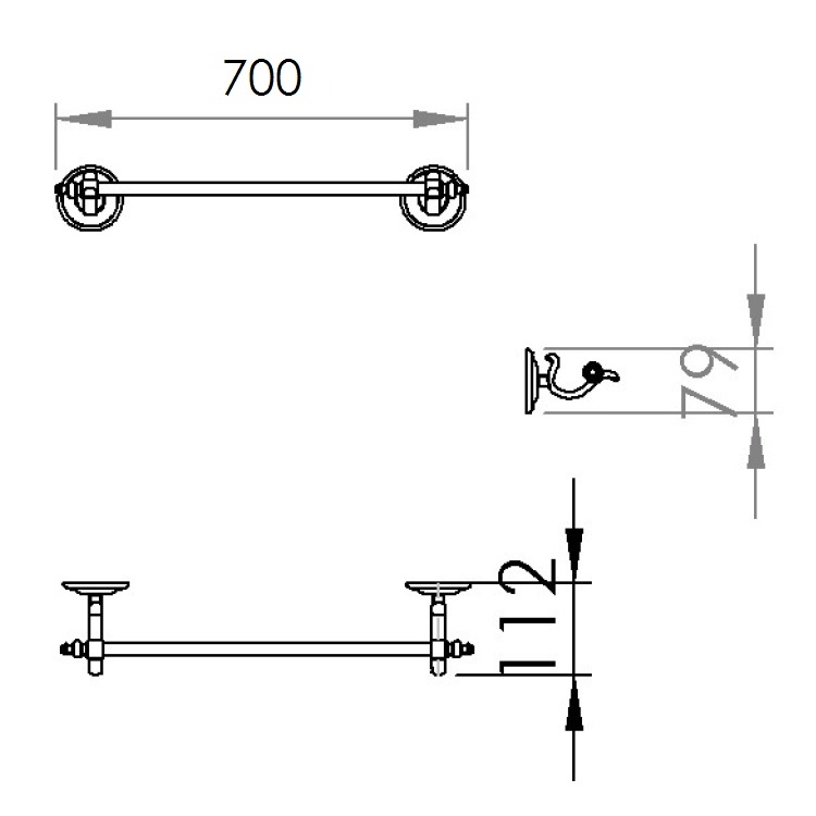 Capannoli "CLASSE" CS170-88 700mm Towel Holder