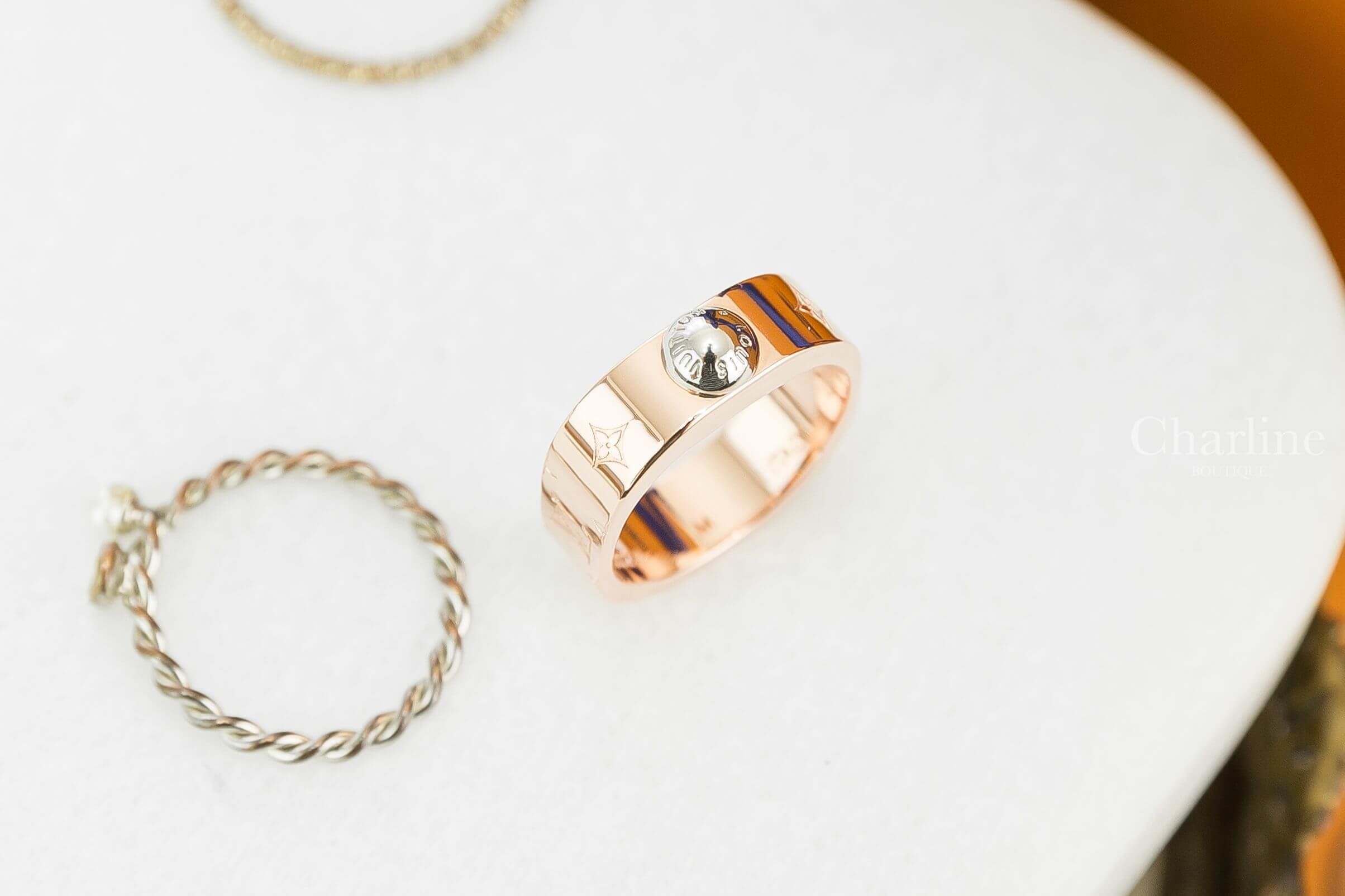 Louis Vuitton Nanogram Ring 玫瑰金老花戒指