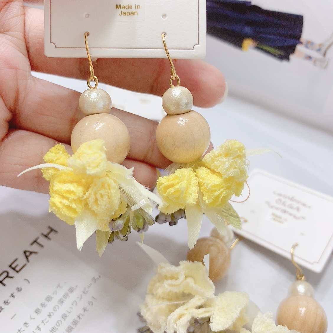 [網站限定優惠][日本制]人造花木珠花束耳環