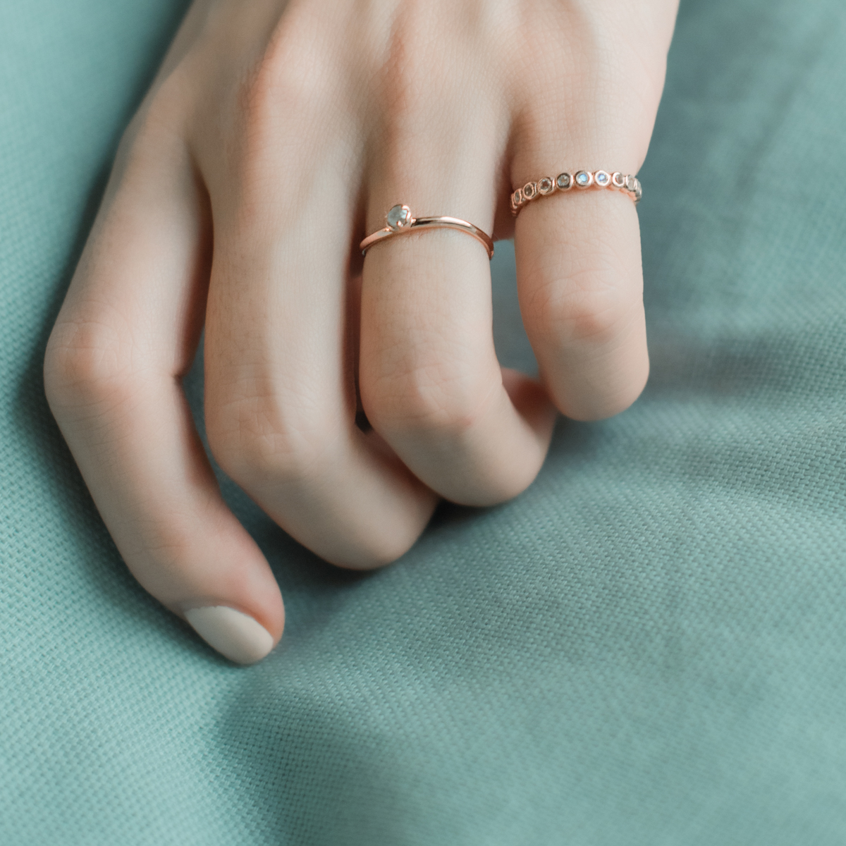 簡約整圈月光石尾戒-玫瑰金