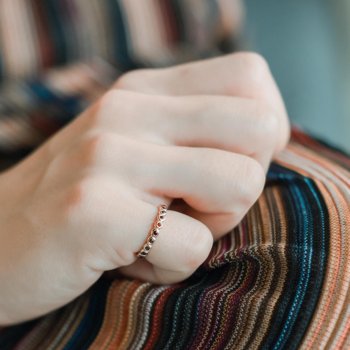 簡約整圈石榴石尾戒-玫瑰金