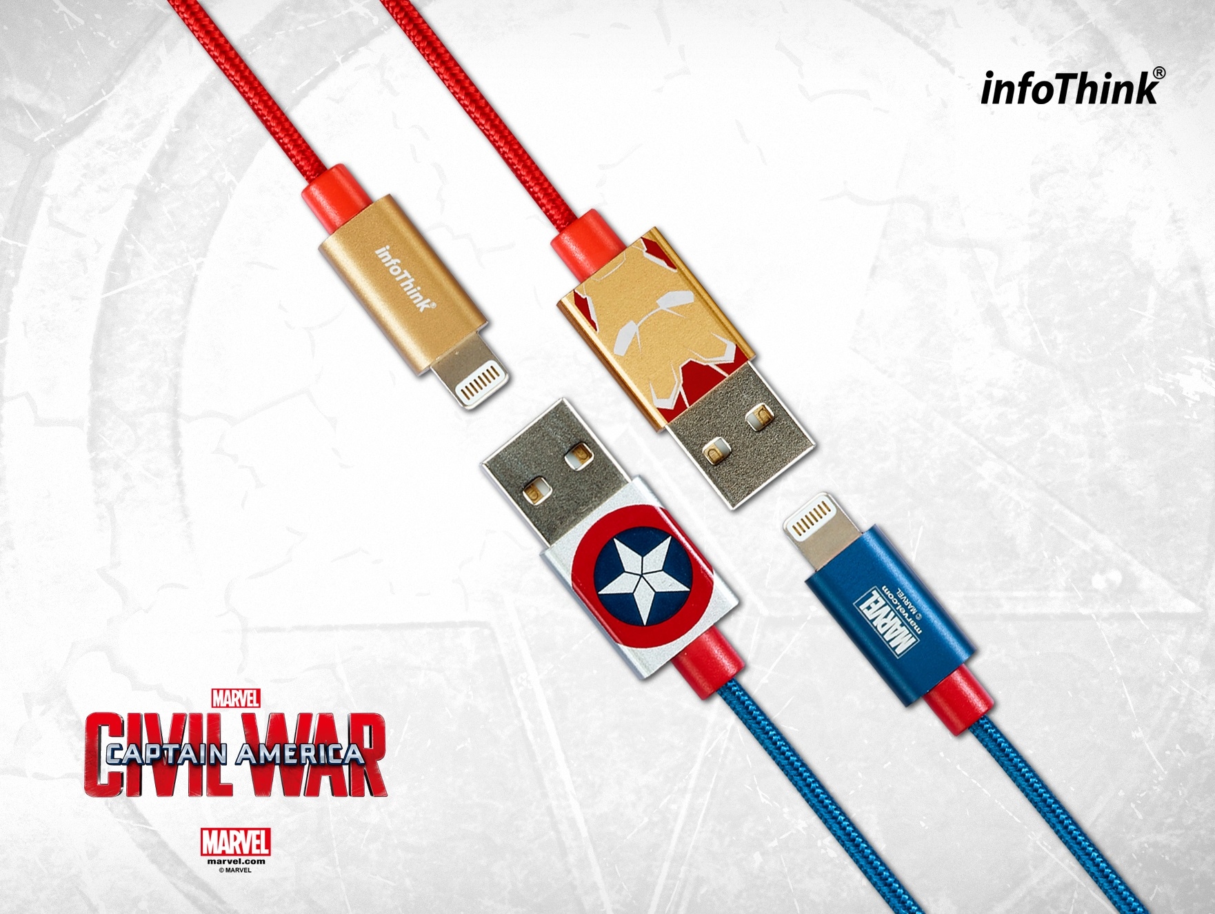 【InfoThink訊想】漫威MARVEL授權 iPhone快充傳輸線 美國隊長3/鋼鐵人/經典黑武士 MFi認證傳輸線