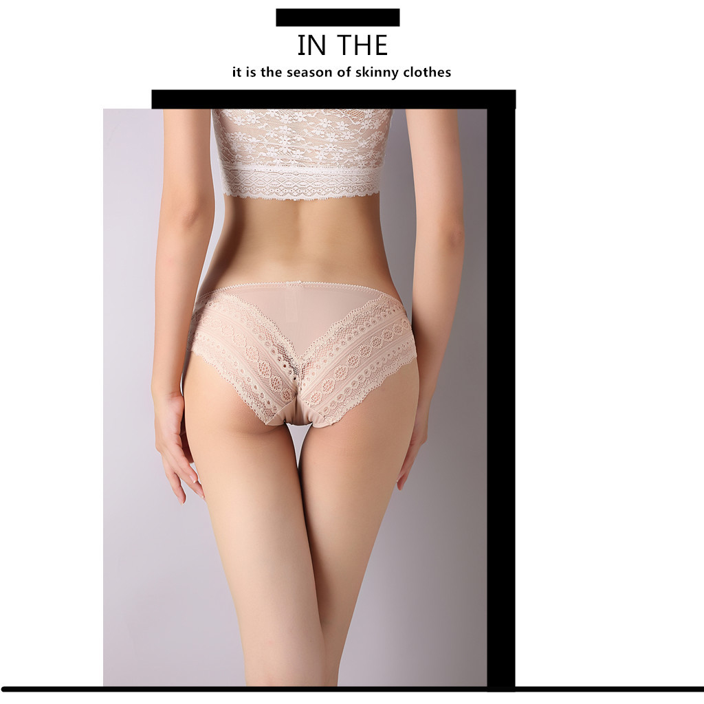 牛奶絲拼接蕾絲 無痕內褲(5色)