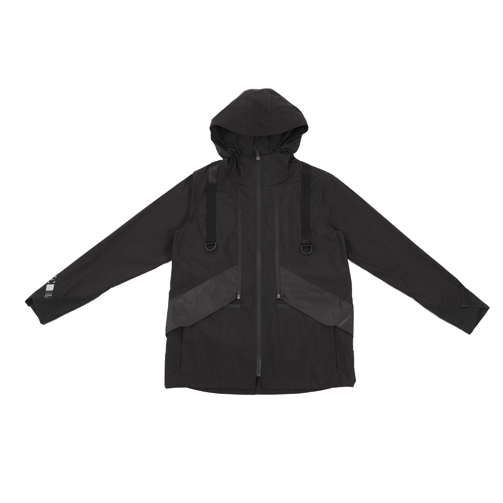 隱藏多口袋連帽外套 (黑)