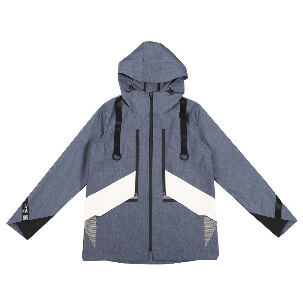 隱藏多口袋連帽外套 (淺藍)