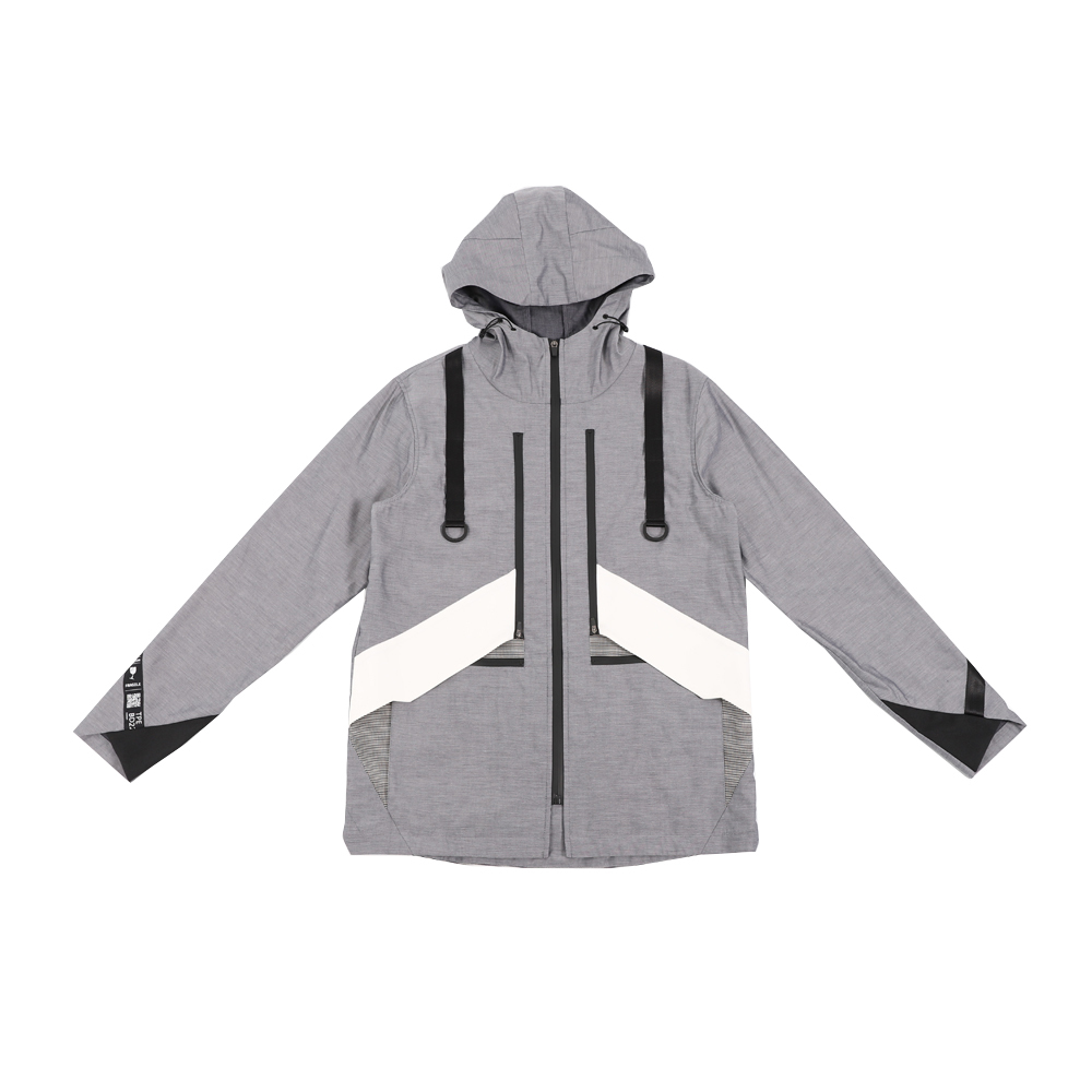 隱藏多口袋連帽外套 (淺灰)