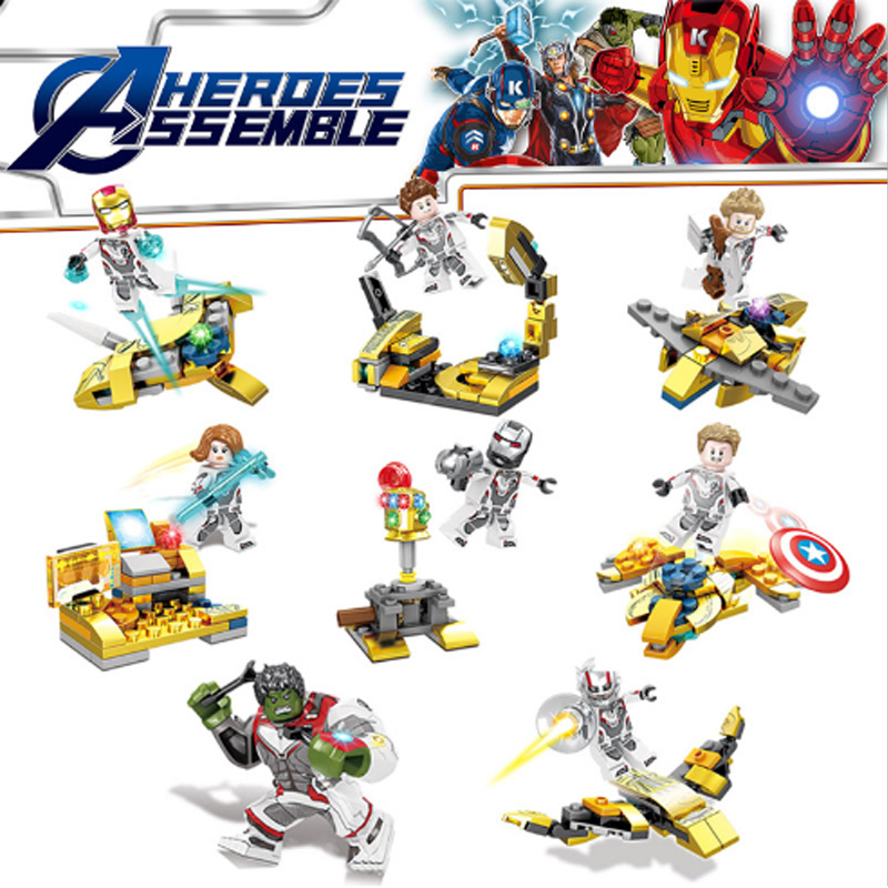 Avengers Endgame 8 in 1 Marvel Thanos gloves Iron Man Thor Ant Man Brick Set Fit Lego NO BOX SY1320