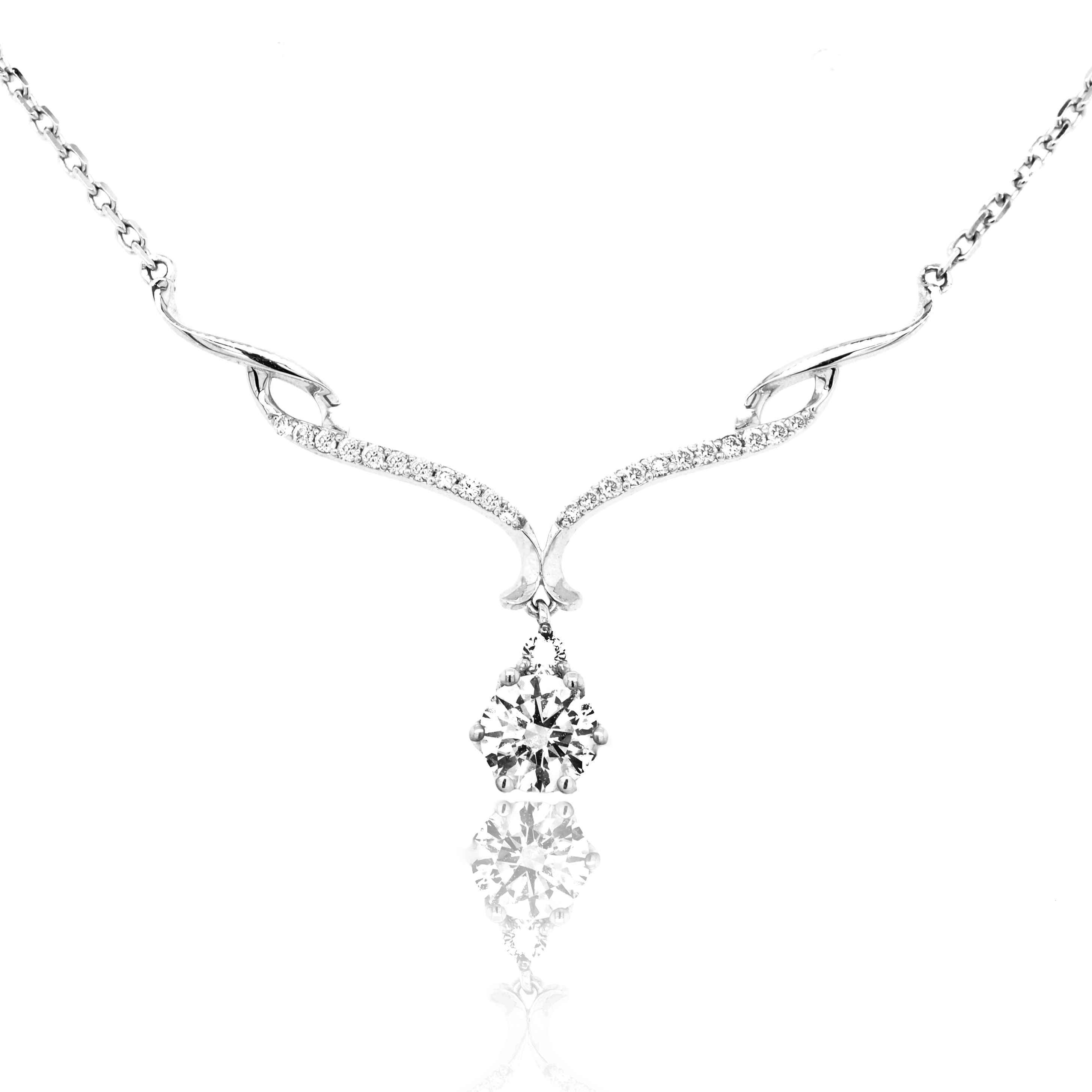 18K白金GIA天然鑽石頸鏈