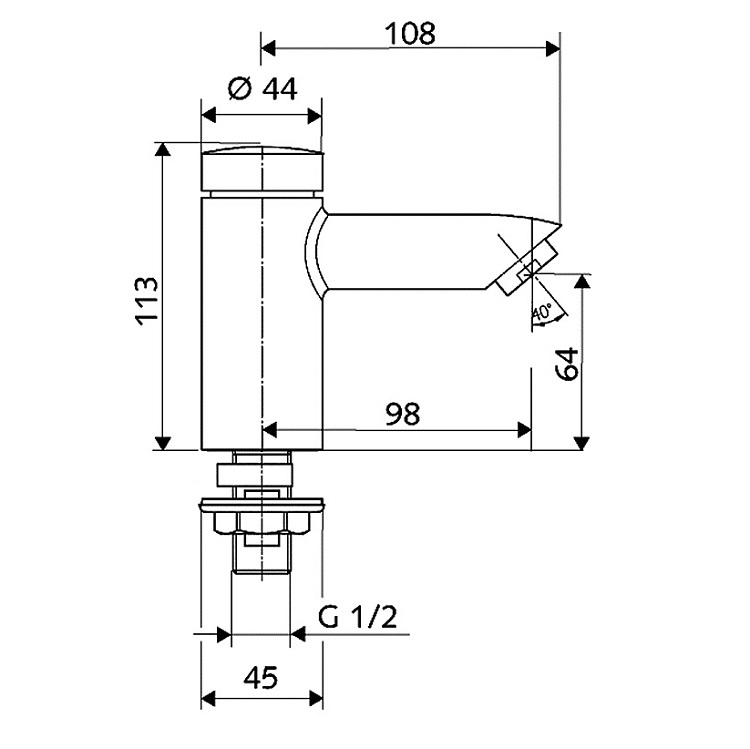 Schell "PETIT SC" 021220699 self-closing wash basin tap (Cold Water Only)