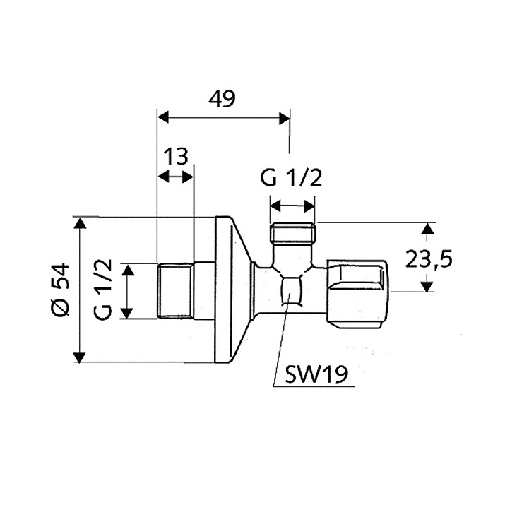 Schell "COMFORT" 052170699 angle valve with regulating function