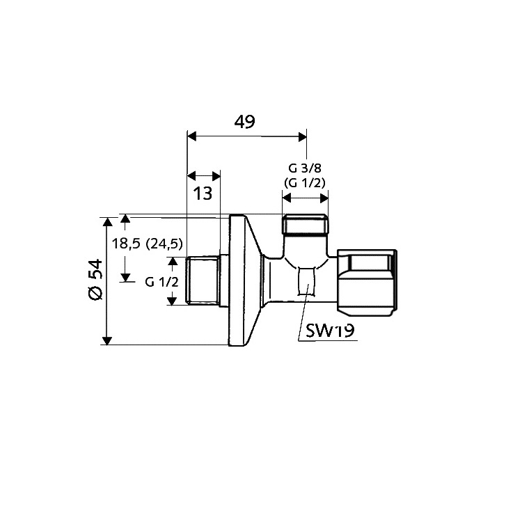 Schell "COMFORT" 054300699 angle valve with regulating function with filter