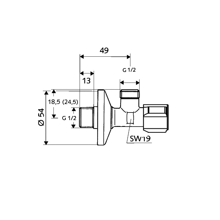 Schell "COMFORT" 054310699 angle valve with regulating function with filter