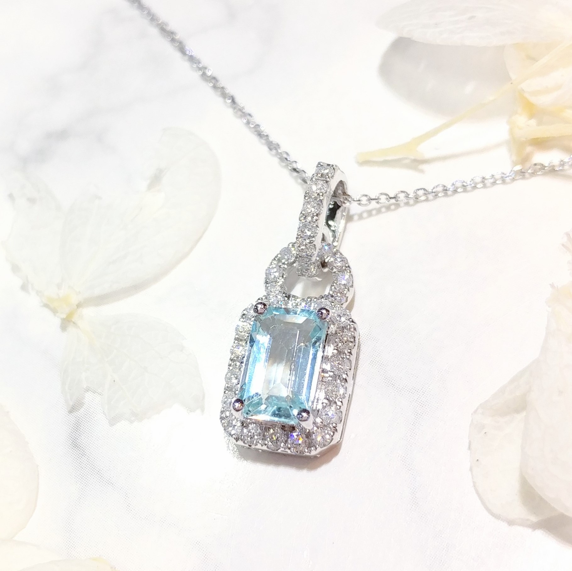 全新18K白金【單粒78份帕拉伊巴】配22份鑽石吊墜