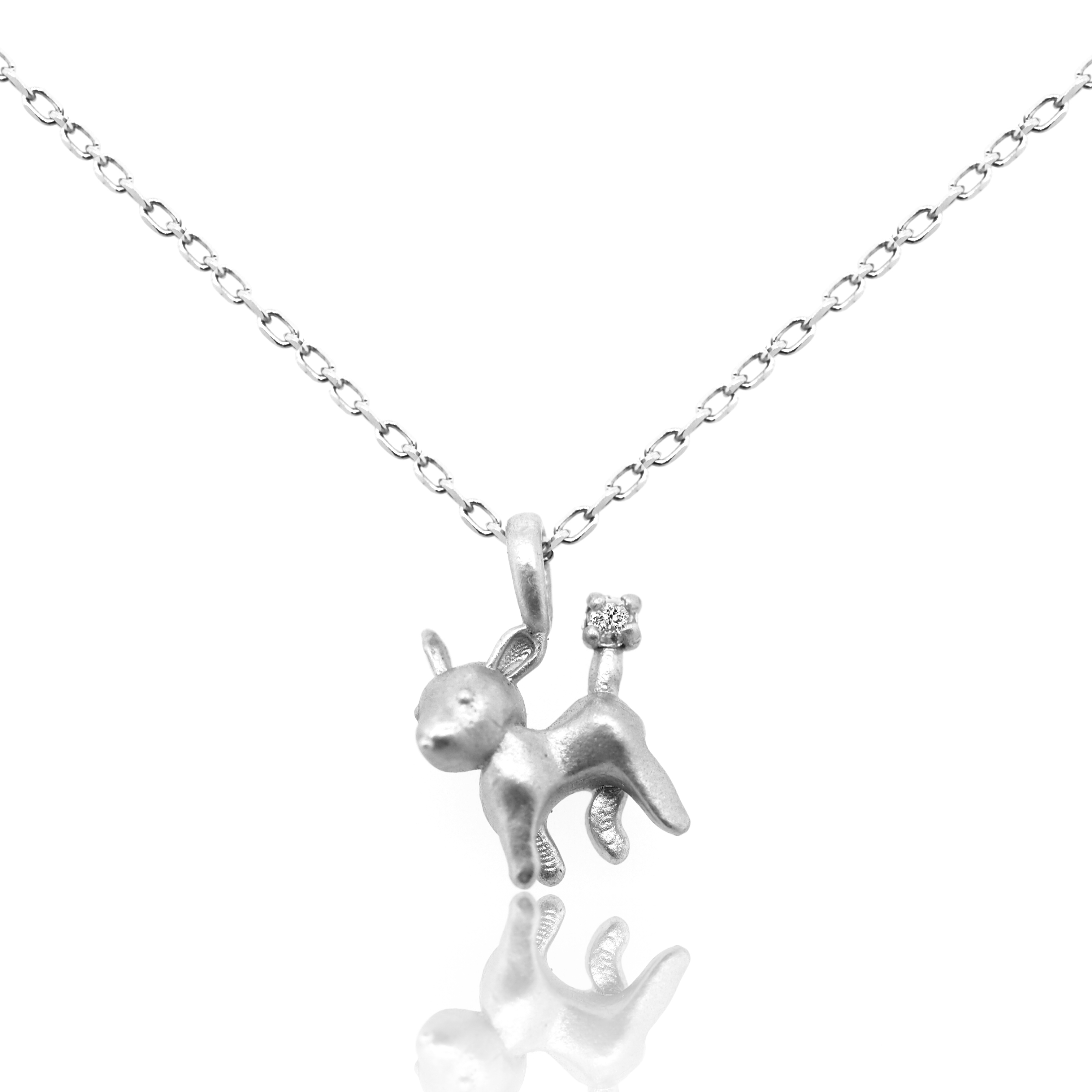 日本10K白金天然鑽石小鹿頸鏈