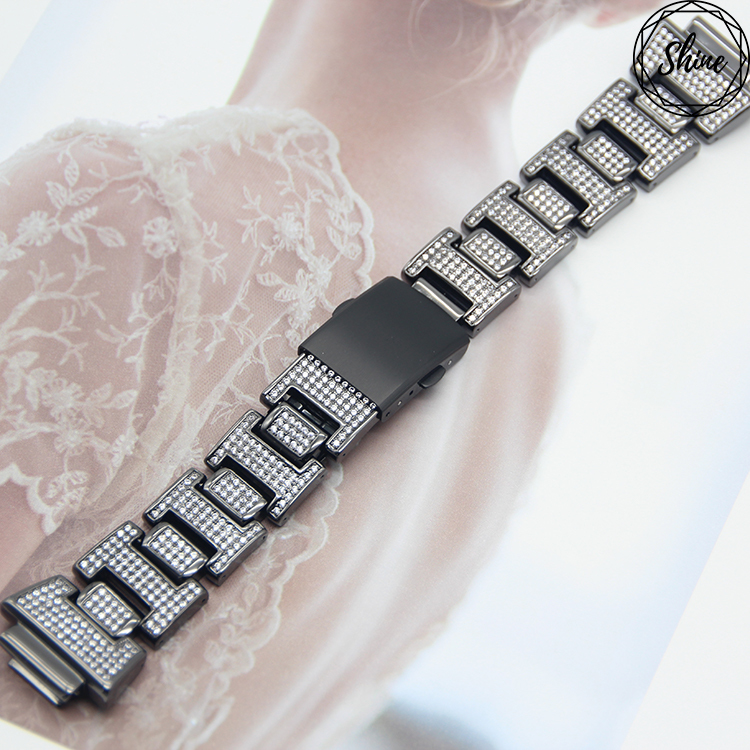 客製 GA-110 / DW-5600 / DW-6900 方塊 黑X白閃石金屬錶帶