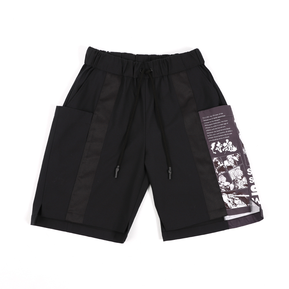 畫報抽繩短褲 (黑)