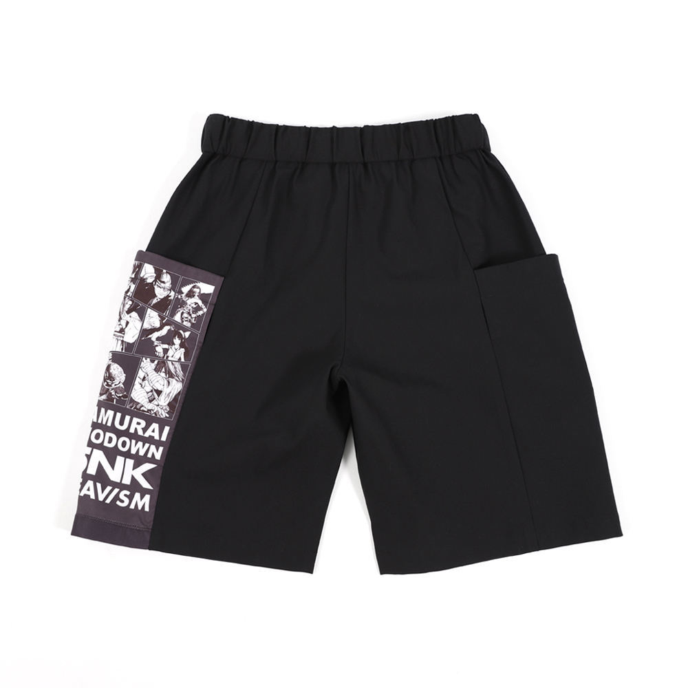 畫報抽繩短褲 (黑)