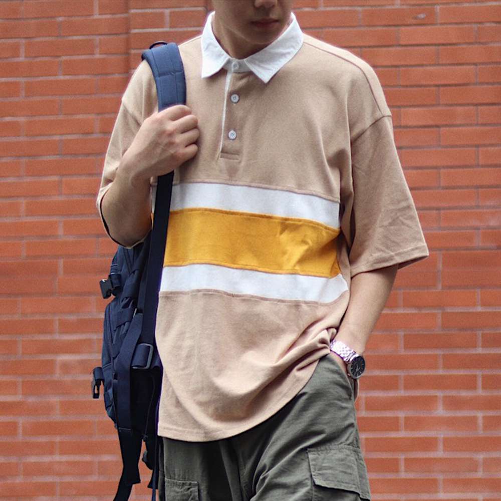 撞色大條紋POLO衫