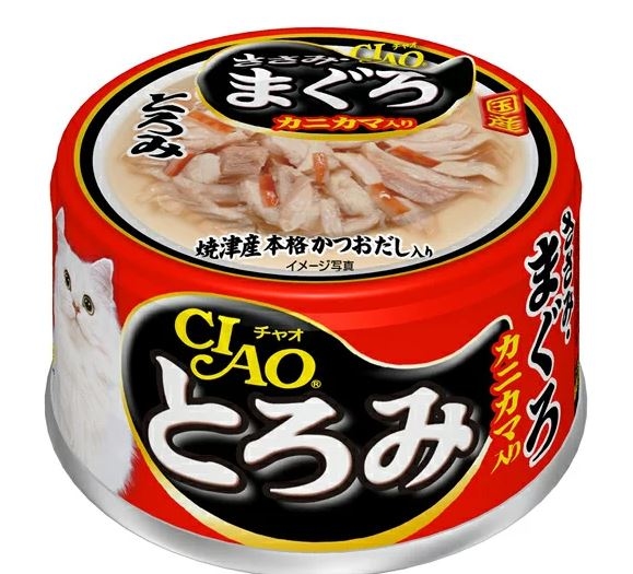 [$216限時優惠]日本CIAO 貓罐 -雞胸肉+金槍魚+蟹柳 80G , A-43 (原箱24罐)