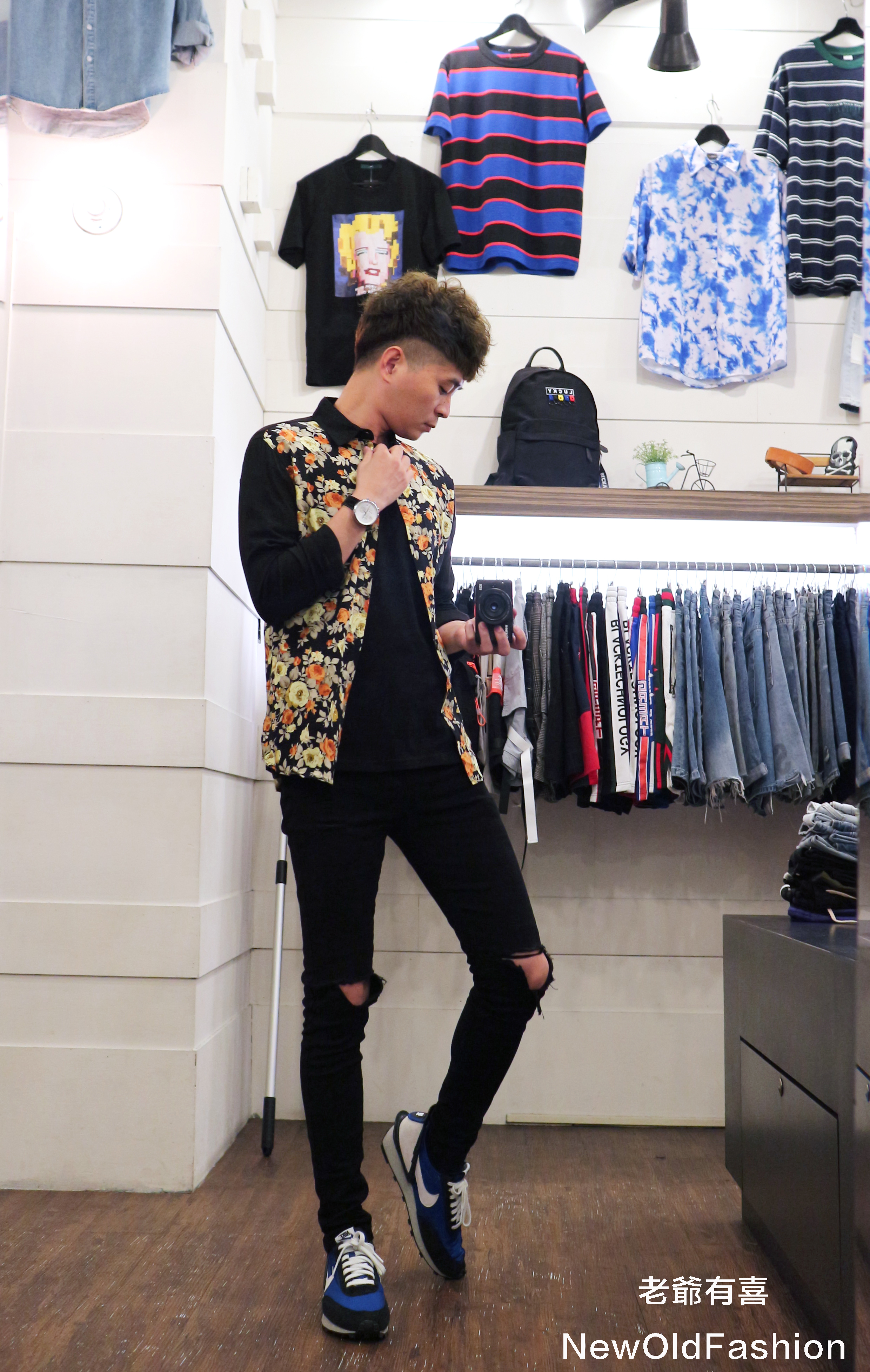 『新品上市』重磅滿版花卉撞色拼接袖襯衫！