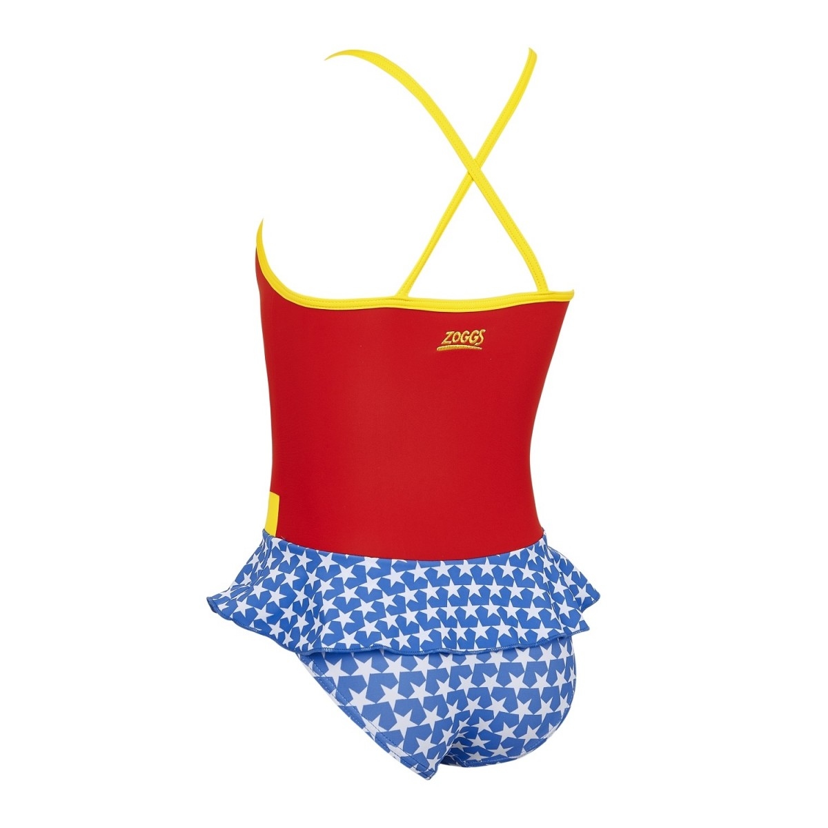 女童神奇女俠裙款泳衣 - 紅/黃/藍