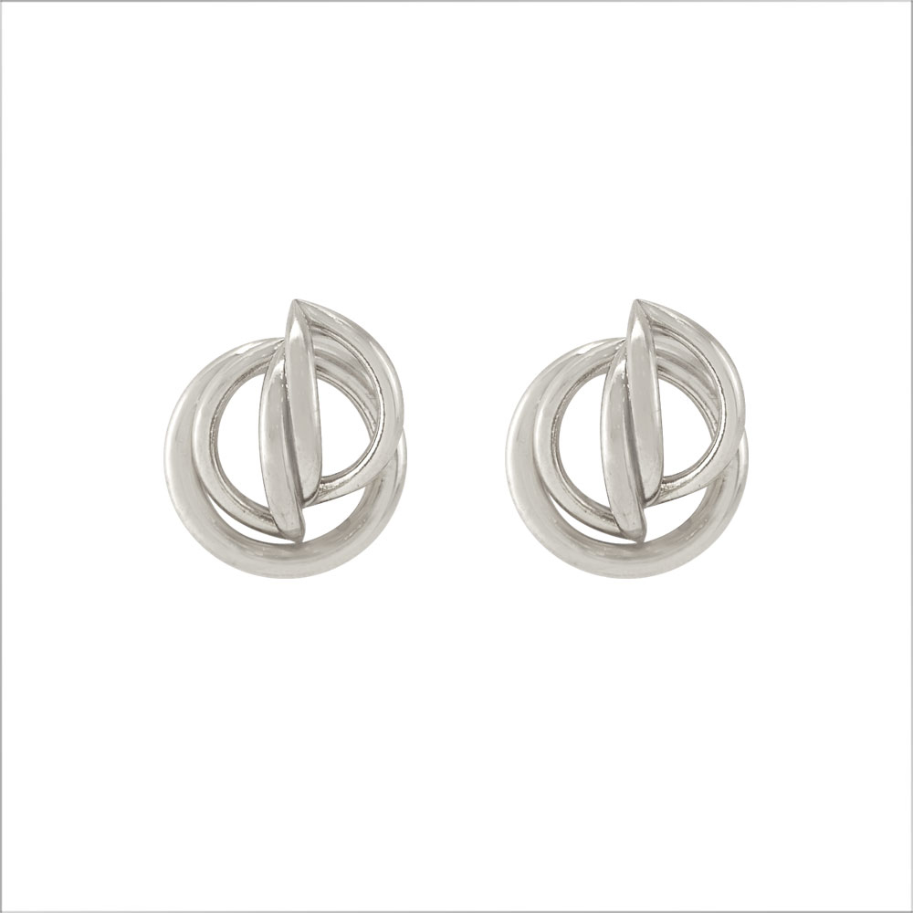 摩登立體環狀線耳環 - 銀 / Modern Annulus Earrings - Silver