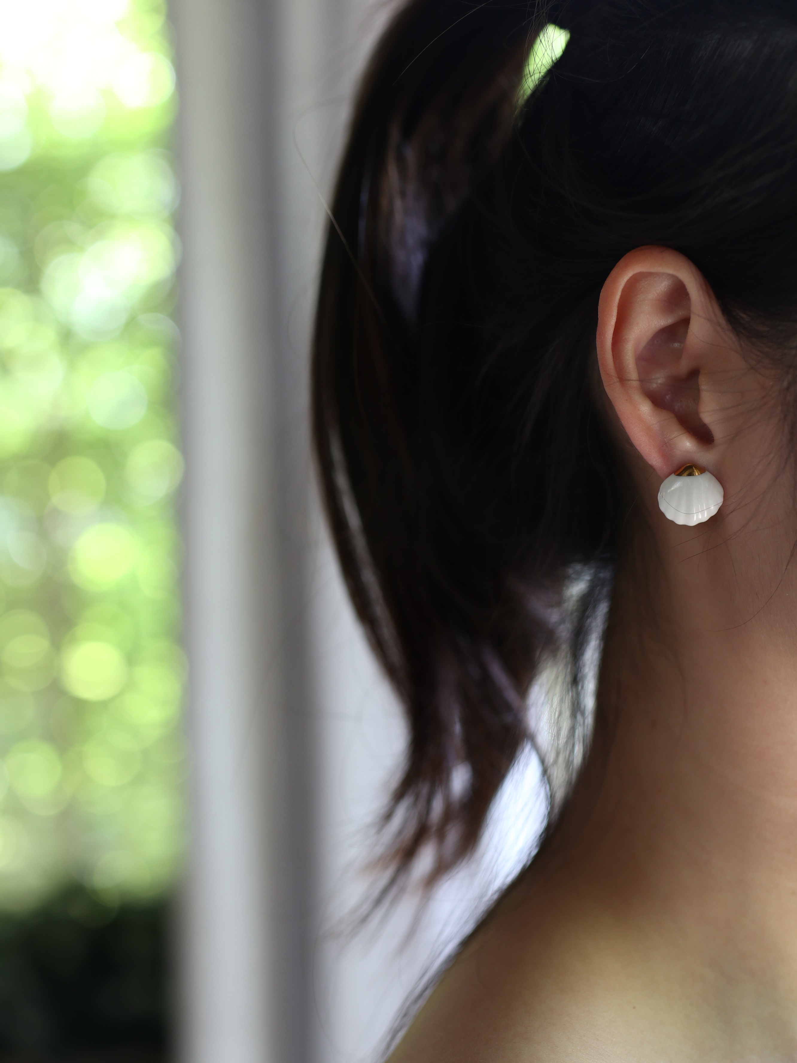 小貝殼｜純銀陶瓷耳環