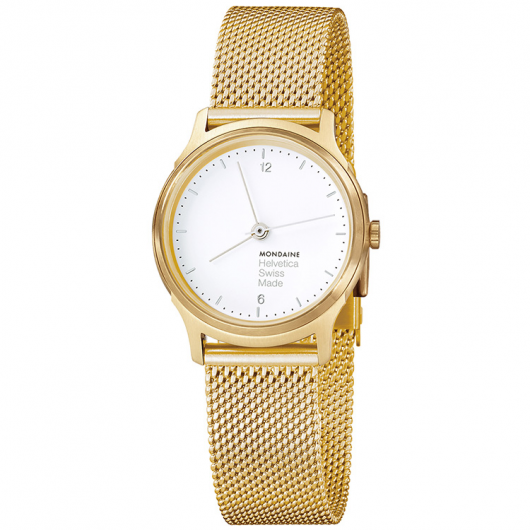 萬年鐘錶 - MONDAINE  瑞士國鐵   Helvetica Light 聯名腕錶  金米蘭女錶  XM-1L1111G  錶徑26MM