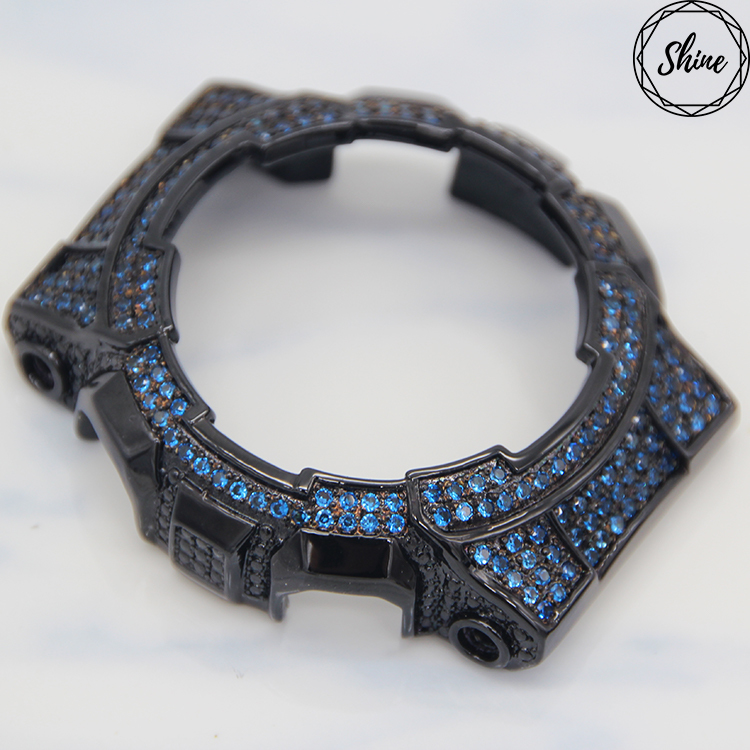 GA-110 客製 黑X藍閃石金屬錶殼