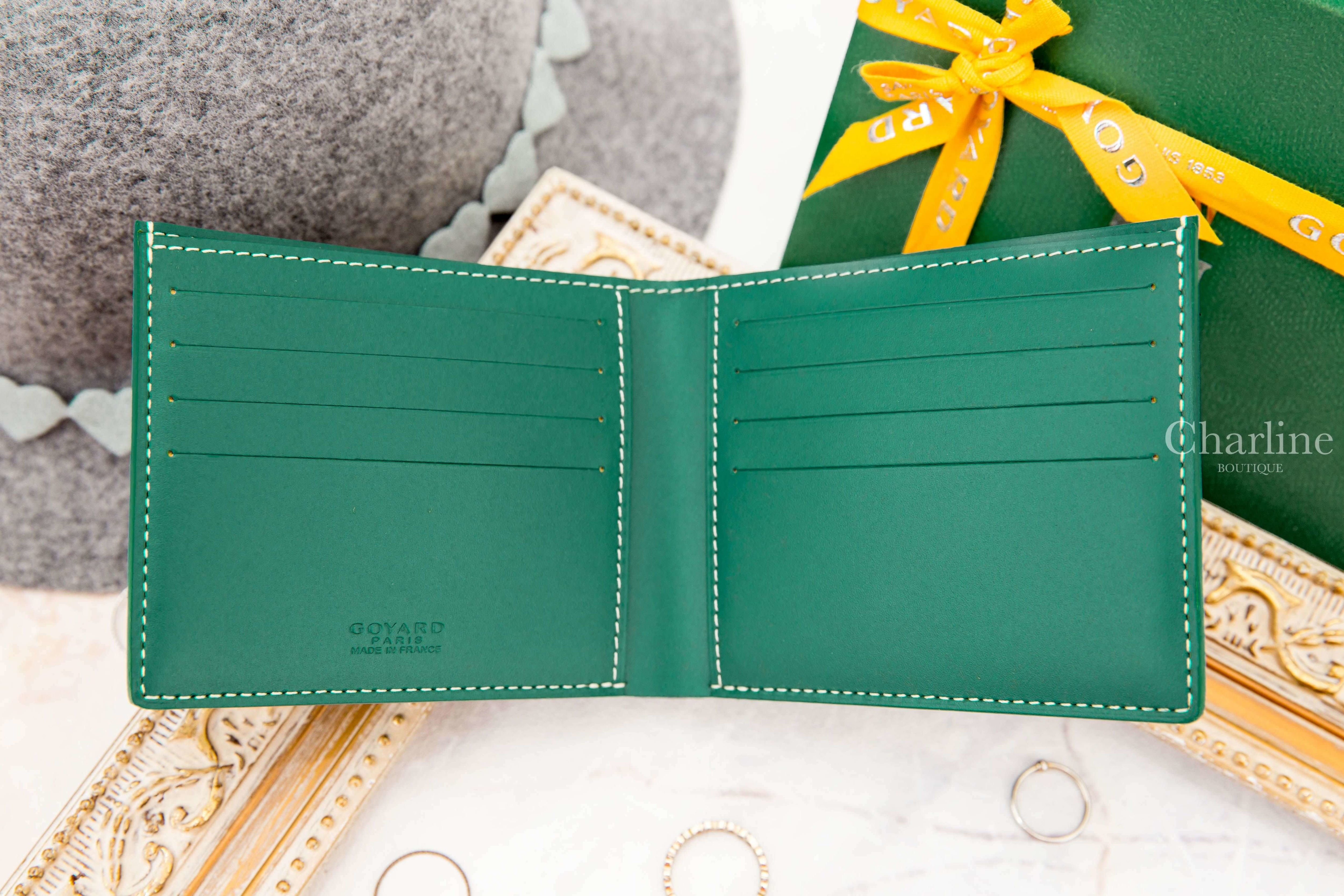 Goyard Victoire Wallet 綠色帆布小牛皮拼黃色內裡短夾-Charline Boutique 精品代購