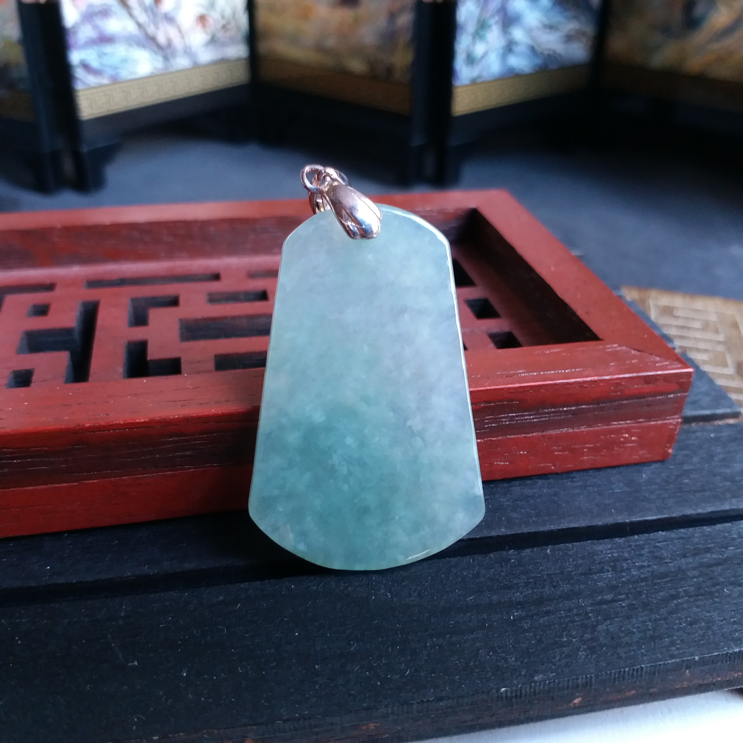 冰種無事牌吊墜, 天然翡翠A玉, 緬甸玉, Jade, Jadeite
