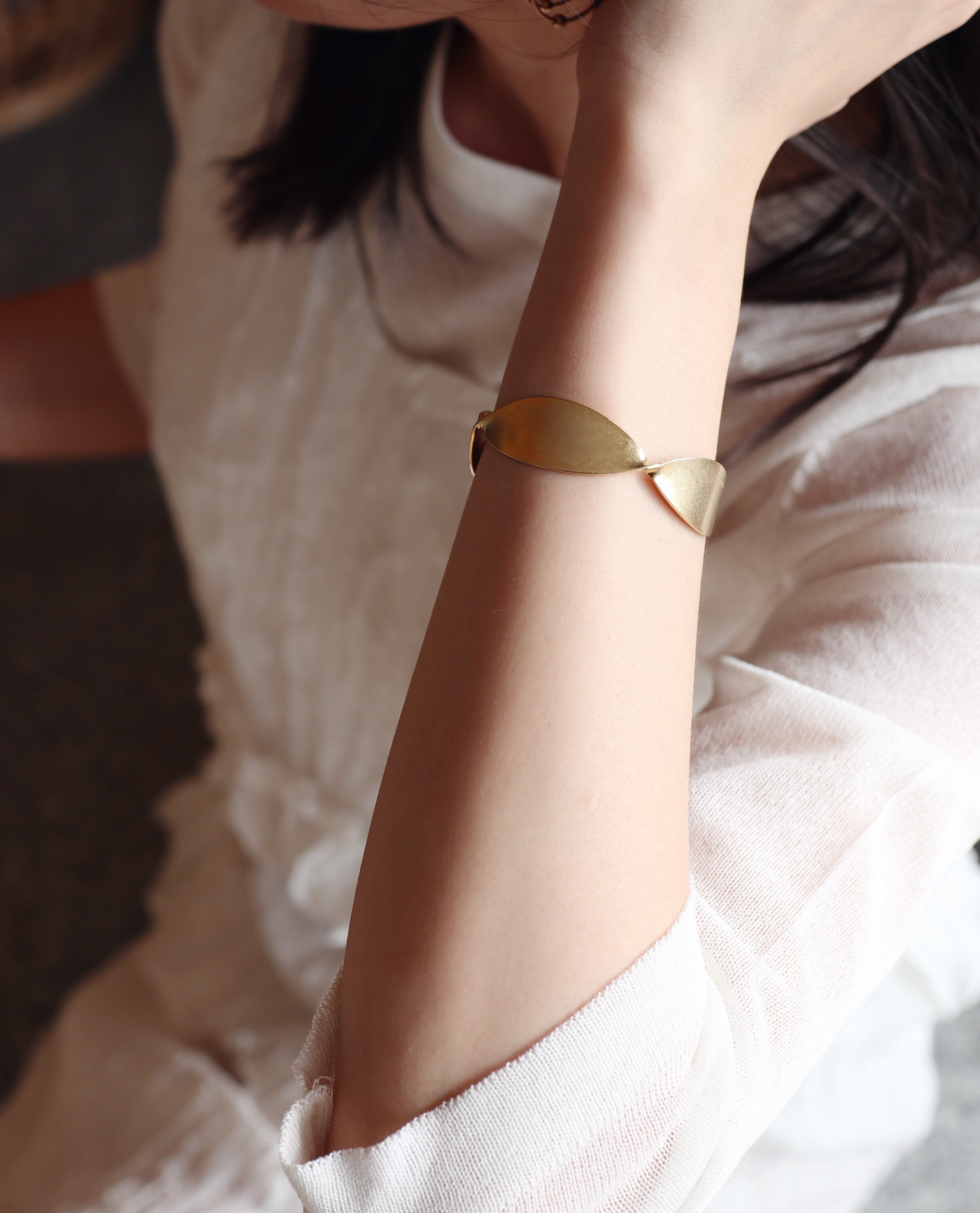 溫柔扭結｜開口手環（金）