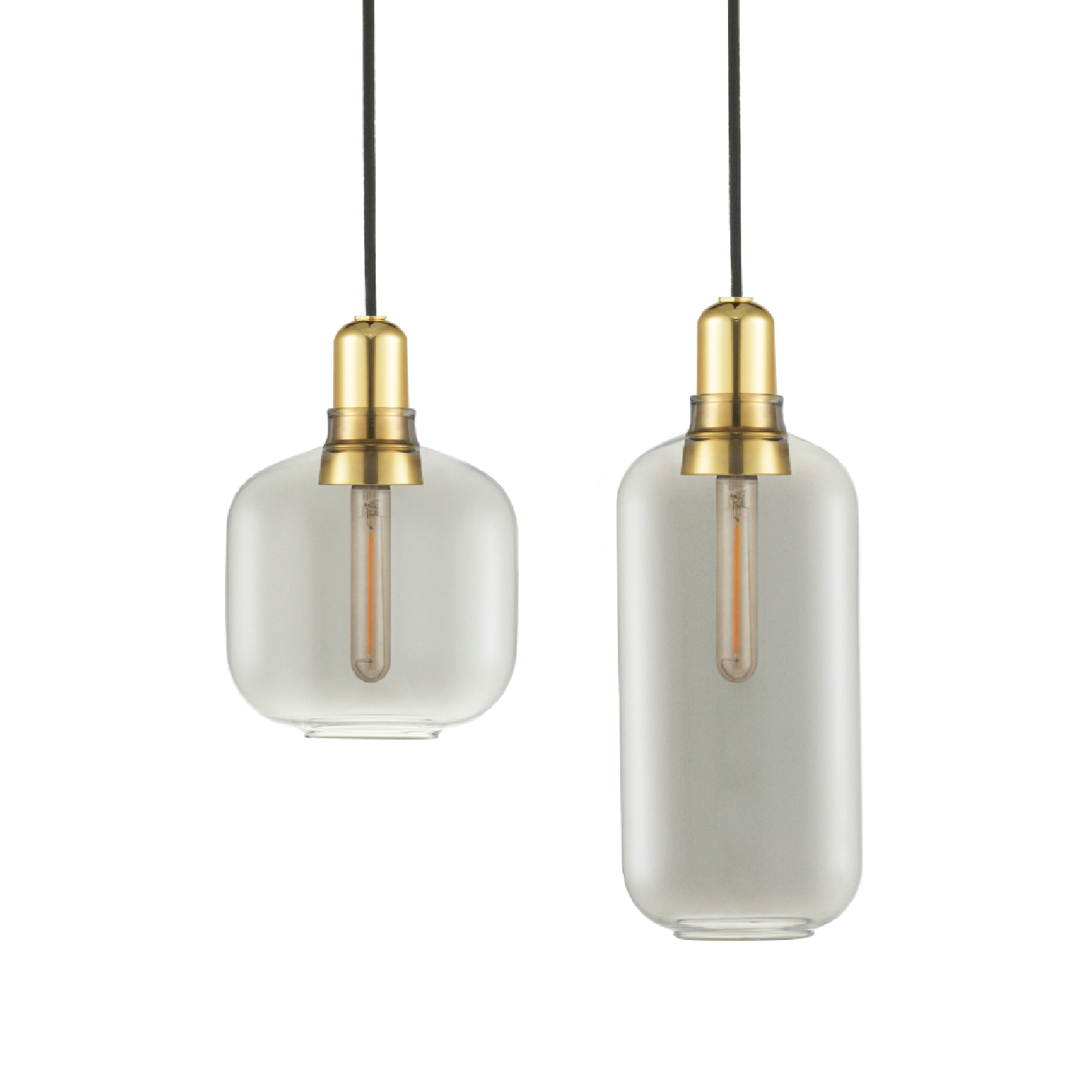 復古真空管 / 吊燈 - 黃銅 / 煙燻黑 by normann Copenhagen