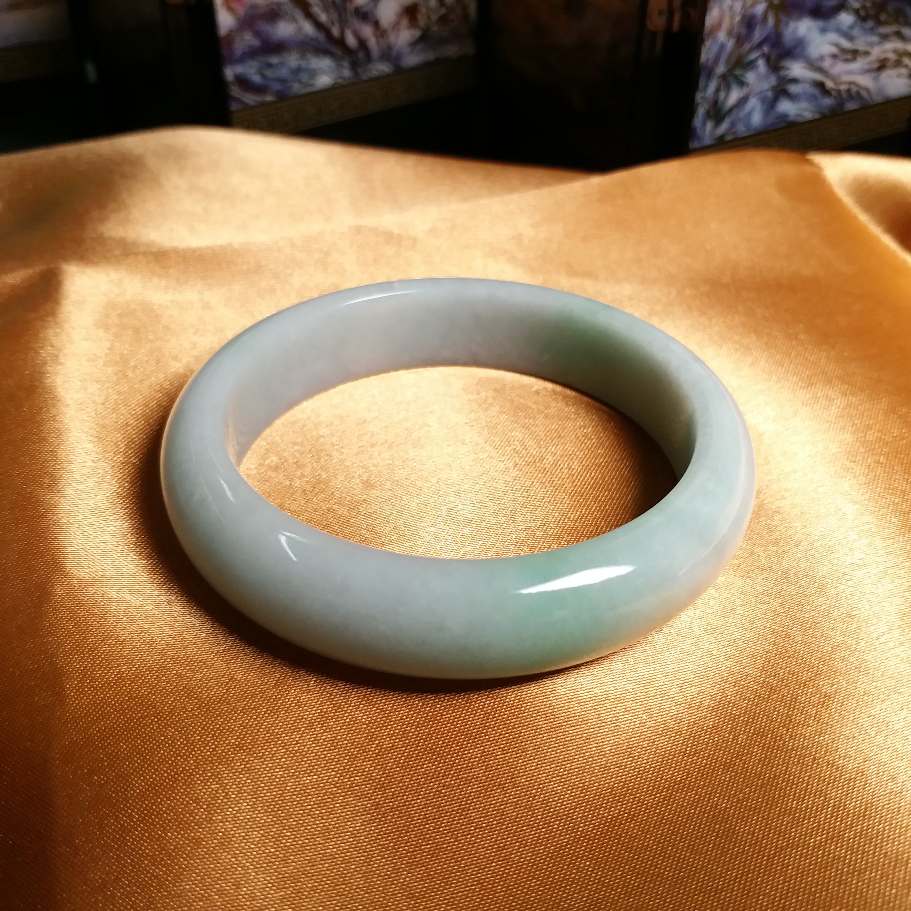 冰糯萍果綠玉鐲 54.8mm, 天然翡翠A玉, 緬甸玉, Jade, Jadeite